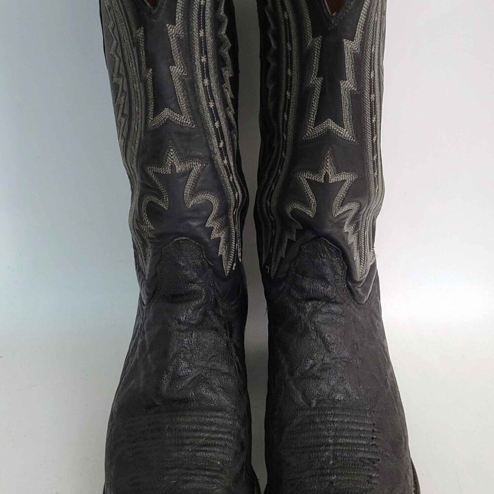 Lucchese 2000 Black Exotic Elephant Skin Leather Cowboy Western Boots Men's 11 B - Picture 4 of 9